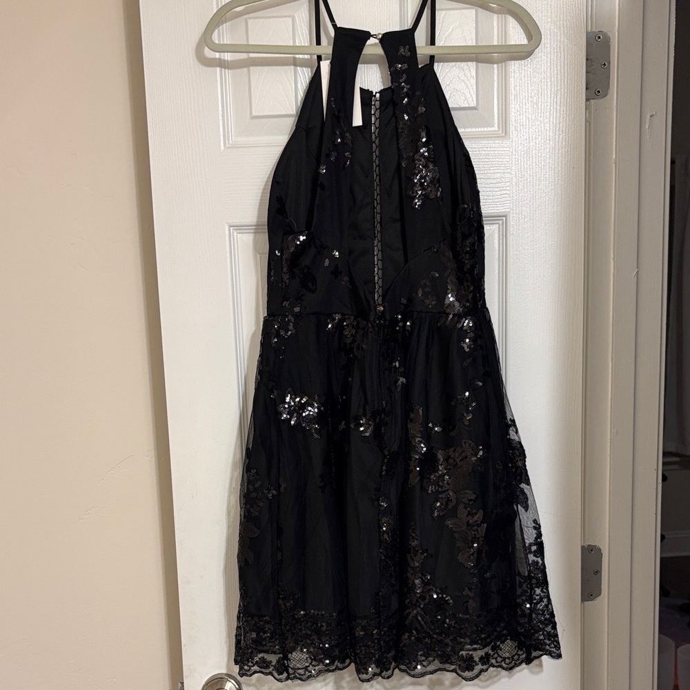 Black Sequin Halter Party Dress - Brand